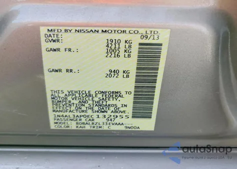 2014 Nissan Altima 2.5 z USA, uszkodzony, nr VIN 1N4AL3AP0EC132955